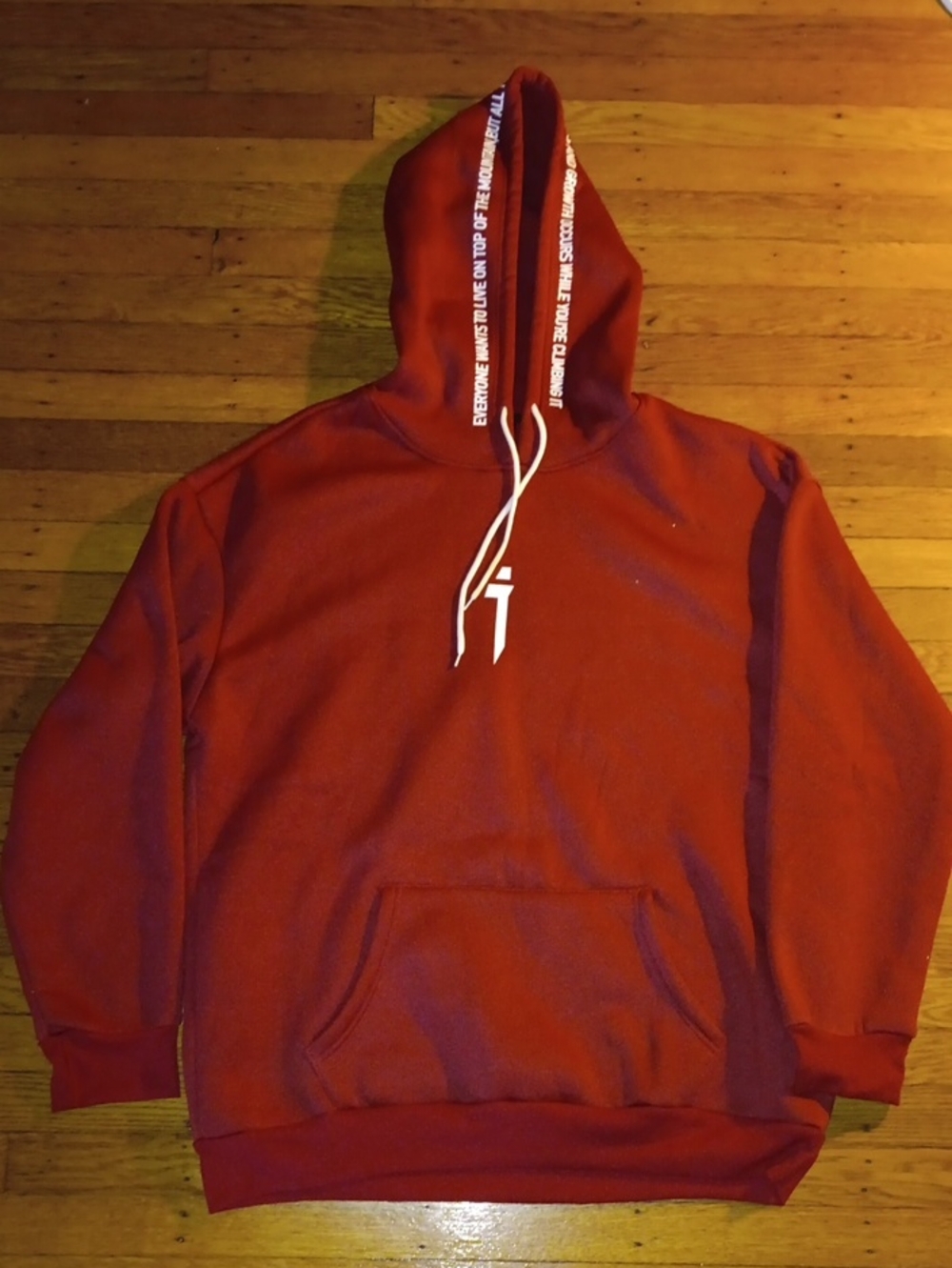 SHEIN Red Pullover Hoodie with White Drawstrings